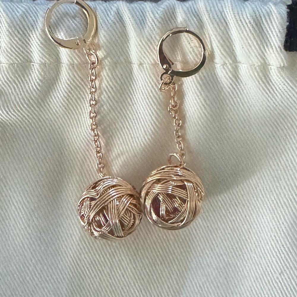 Gold Wire Wrapped Ball Earrings